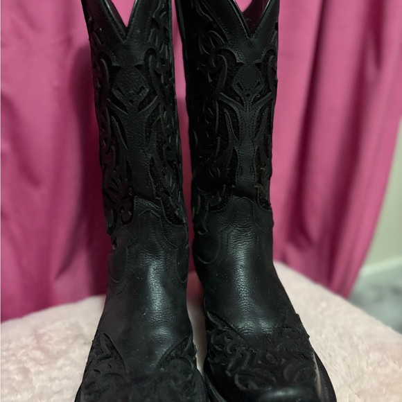 J.B. Dillon Black leather and sequined western weather and sequin western - Picture 7 of 10